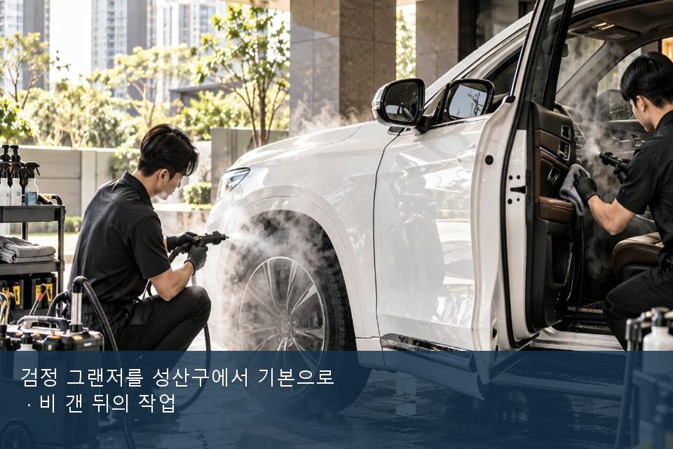 검정 그랜저를 성산구에서 기본으로 · 비 갠 뒤의 작업